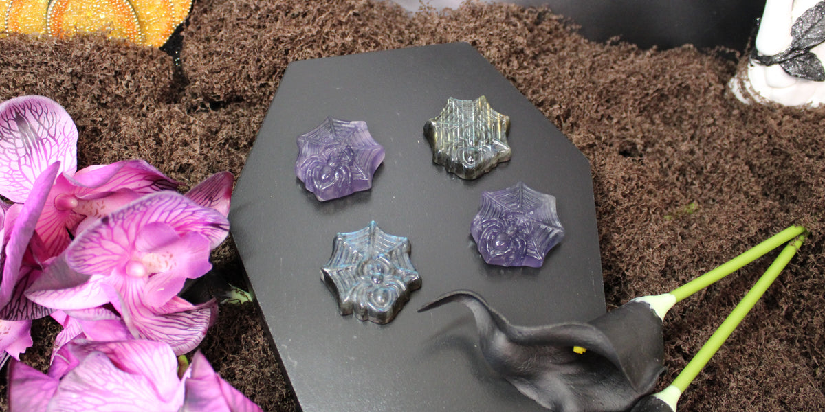 Labradorite & Fluorite Spiderweb – Enchanted Forest Selection