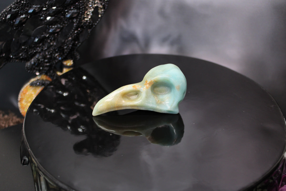 Caribbean Calcite Raven Skull – Choose Your Exact Piece