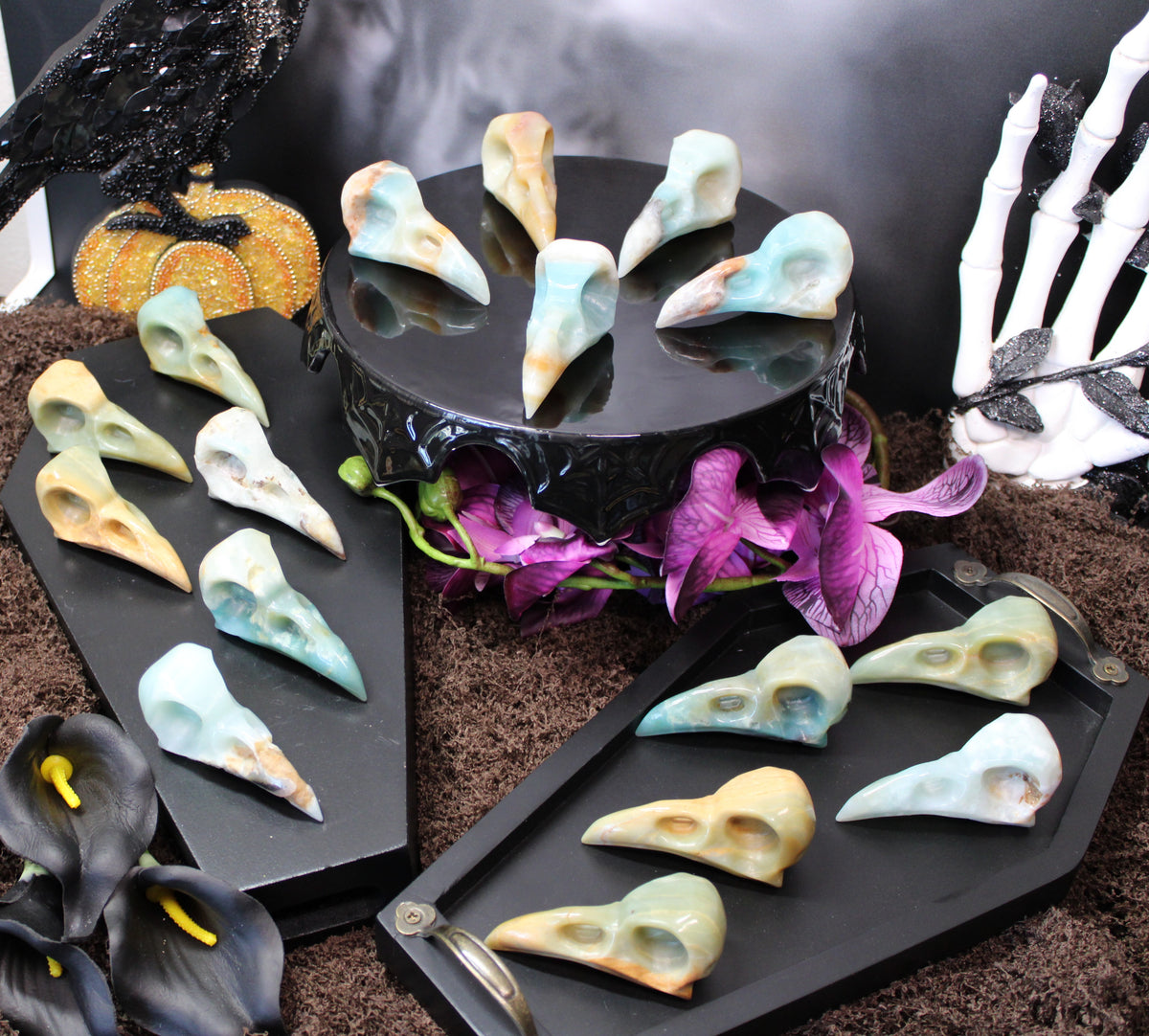 Caribbean Calcite Raven Skull – Choose Your Exact Piece