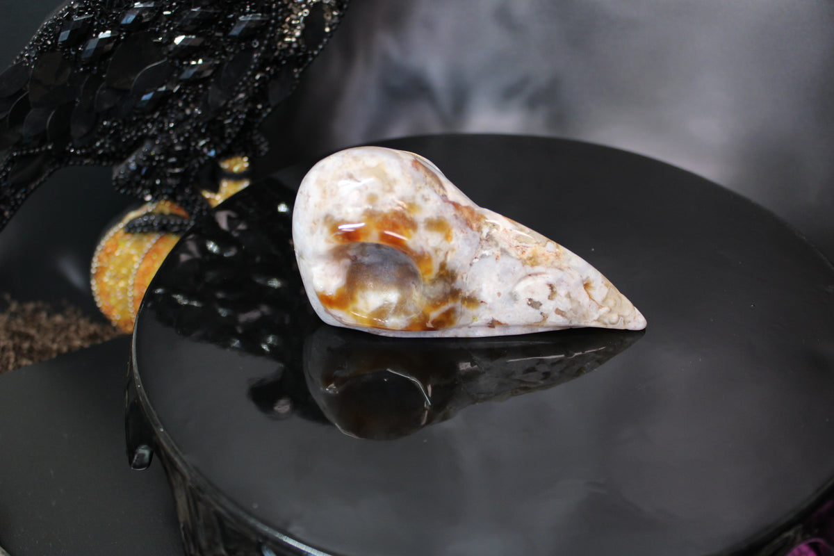 Flower Agate Raven Skull – Choose Your Exact Piece