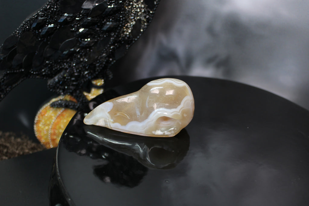 Flower Agate Raven Skull – Choose Your Exact Piece