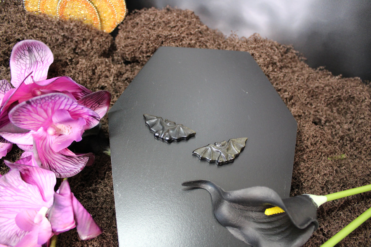 Silver & Gold Obsidian Bat – Choose Your Stone | Enchanted Forest Selection