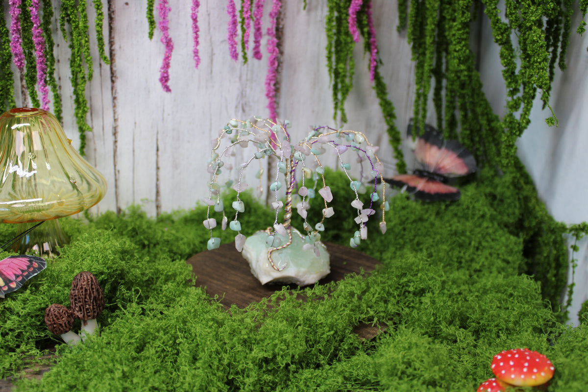 Enchanted Dawn Willow – Kunzite & Amazonite Gemstone Tree