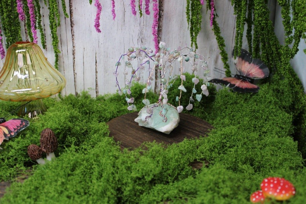 Enchanted Dawn Willow – Kunzite & Amazonite Gemstone Tree