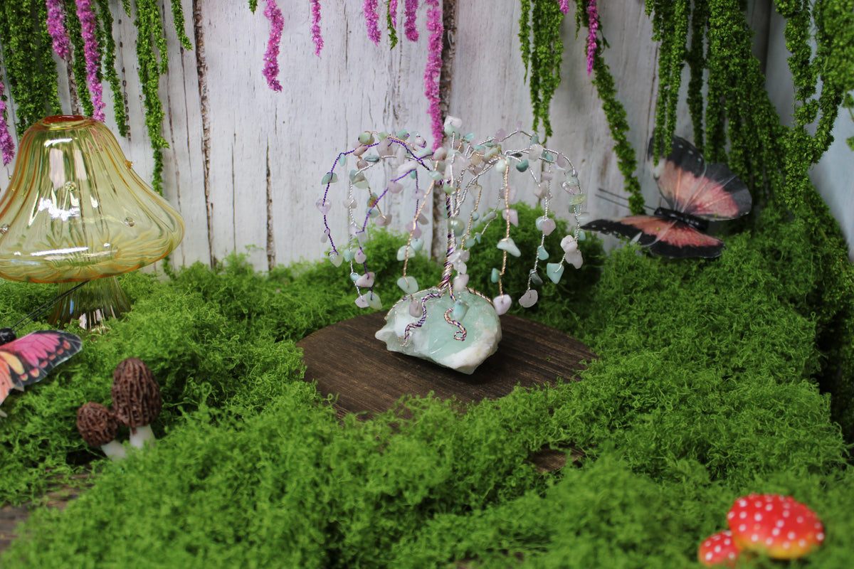 Enchanted Dawn Willow – Kunzite & Amazonite Gemstone Tree