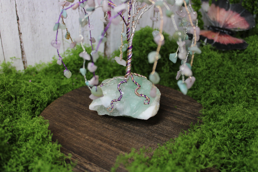 Enchanted Dawn Willow – Kunzite & Amazonite Gemstone Tree
