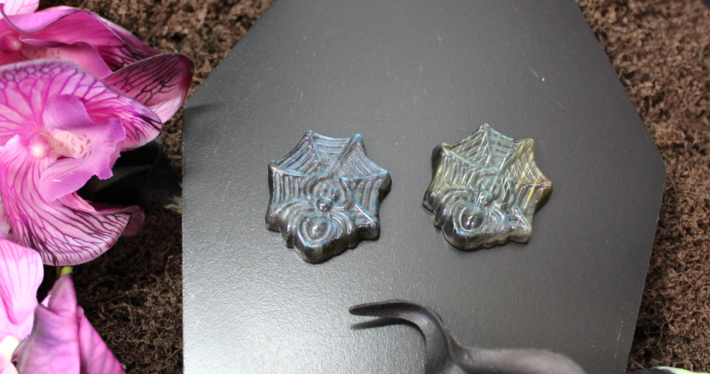Labradorite & Fluorite Spiderweb – Enchanted Forest Selection
