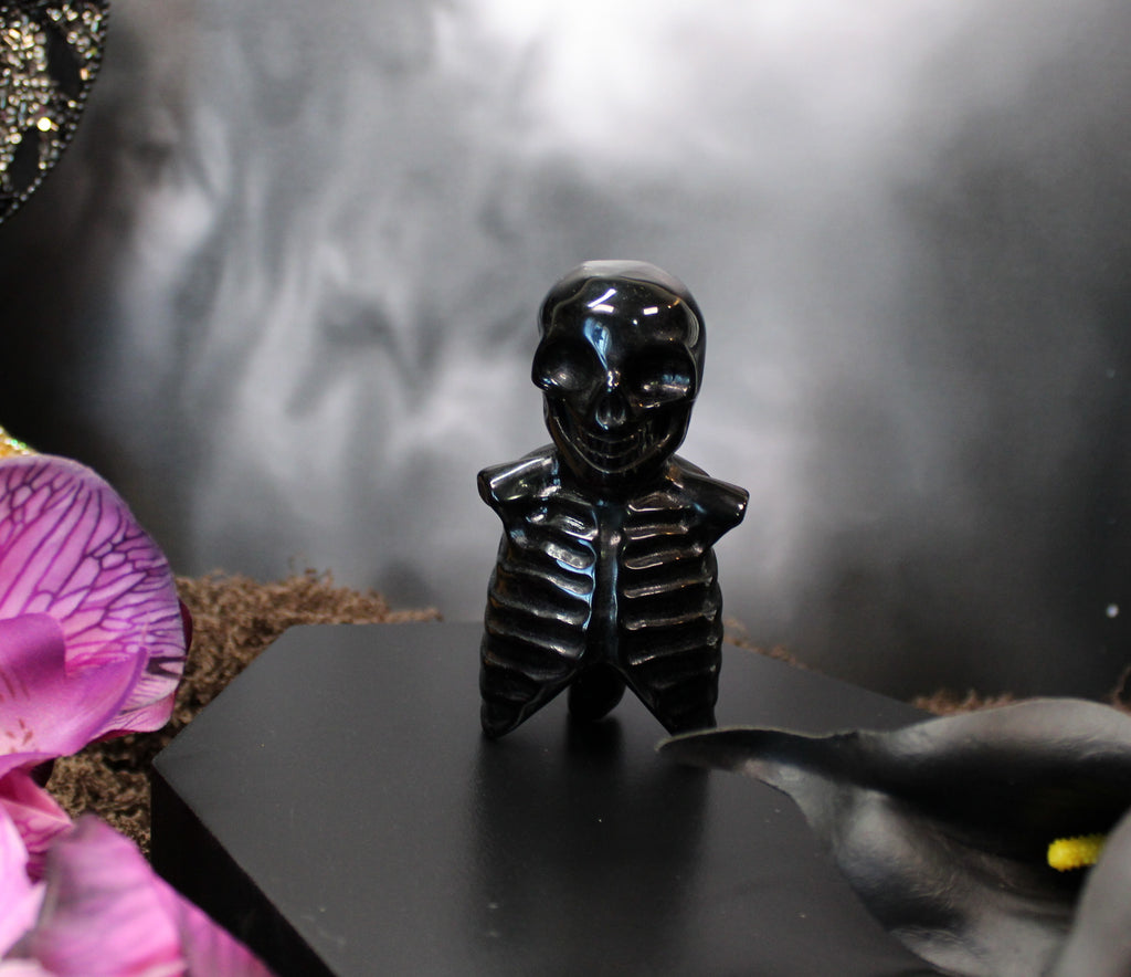 Black Obsidian Skeleton Bust