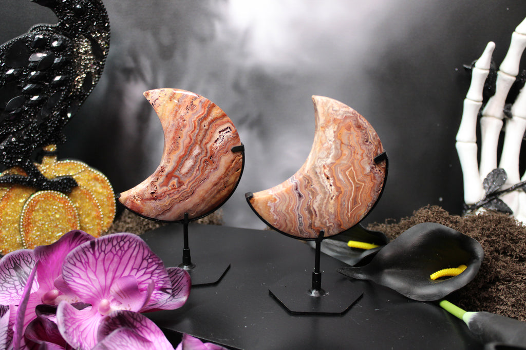 Pink Crazy Lace Agate Moon – Choose Your Piece