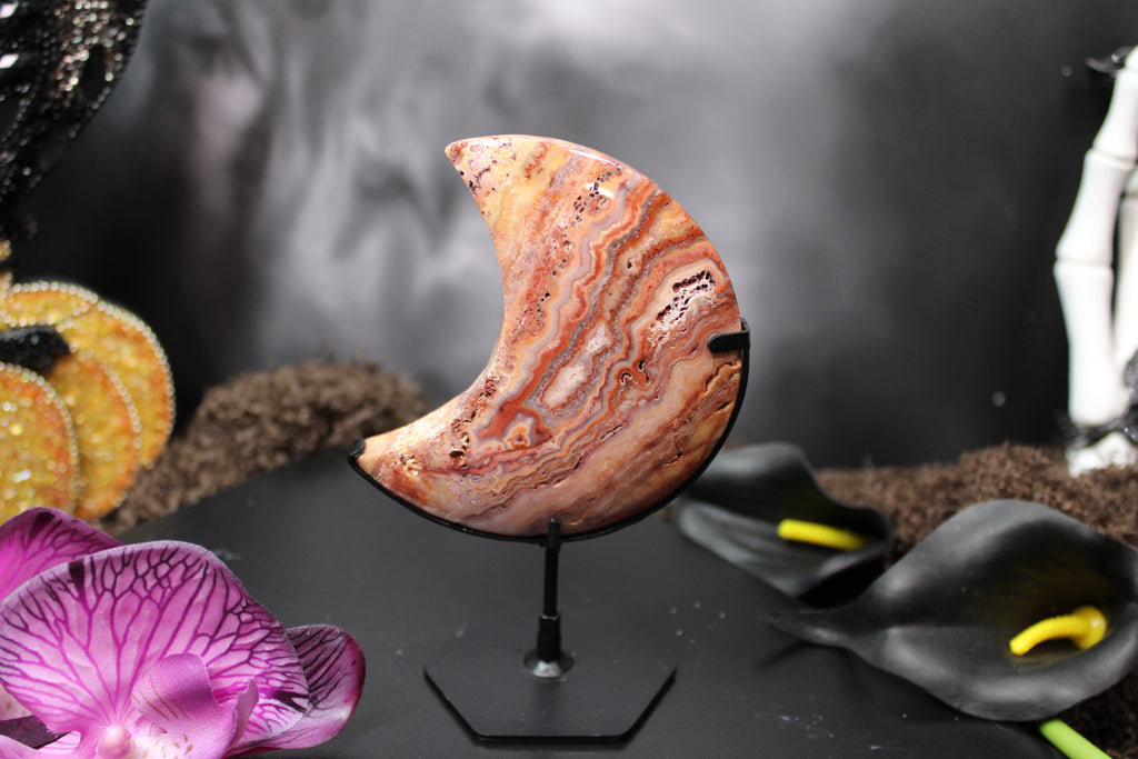 Pink Crazy Lace Agate Moon – Choose Your Piece