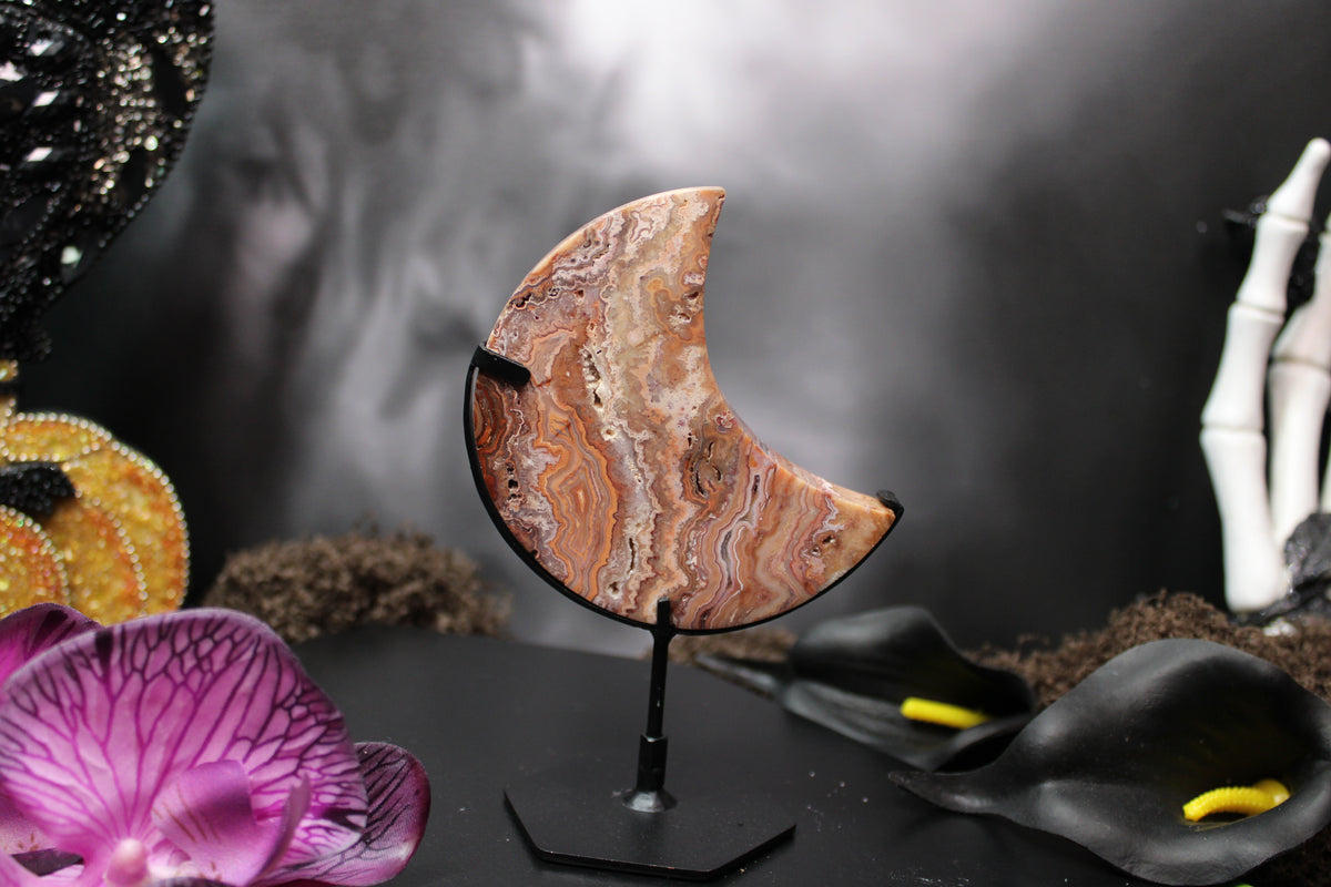 Pink Crazy Lace Agate Moon – Choose Your Piece