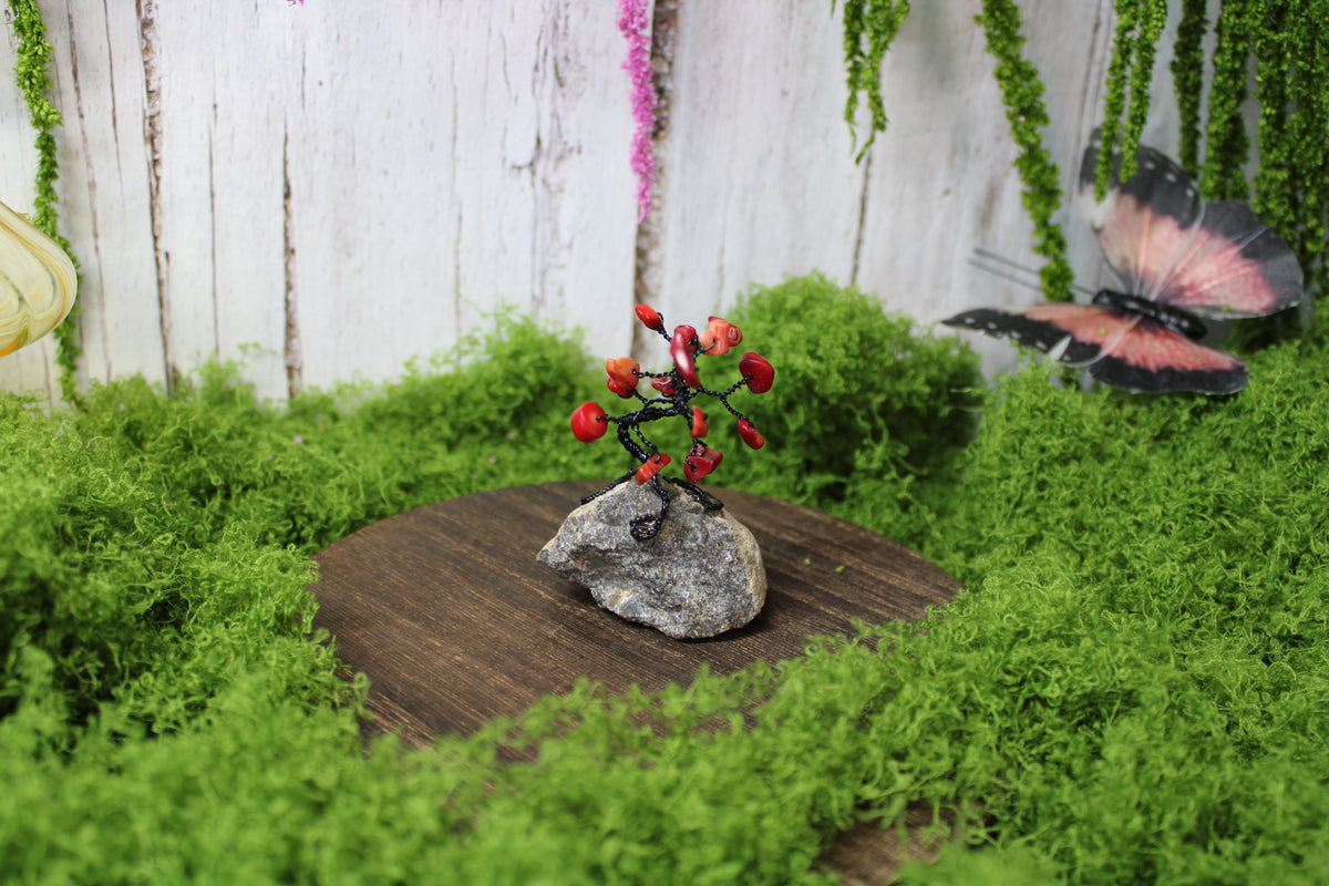 Emberroot – Red Coral Miniature Gemstone Tree