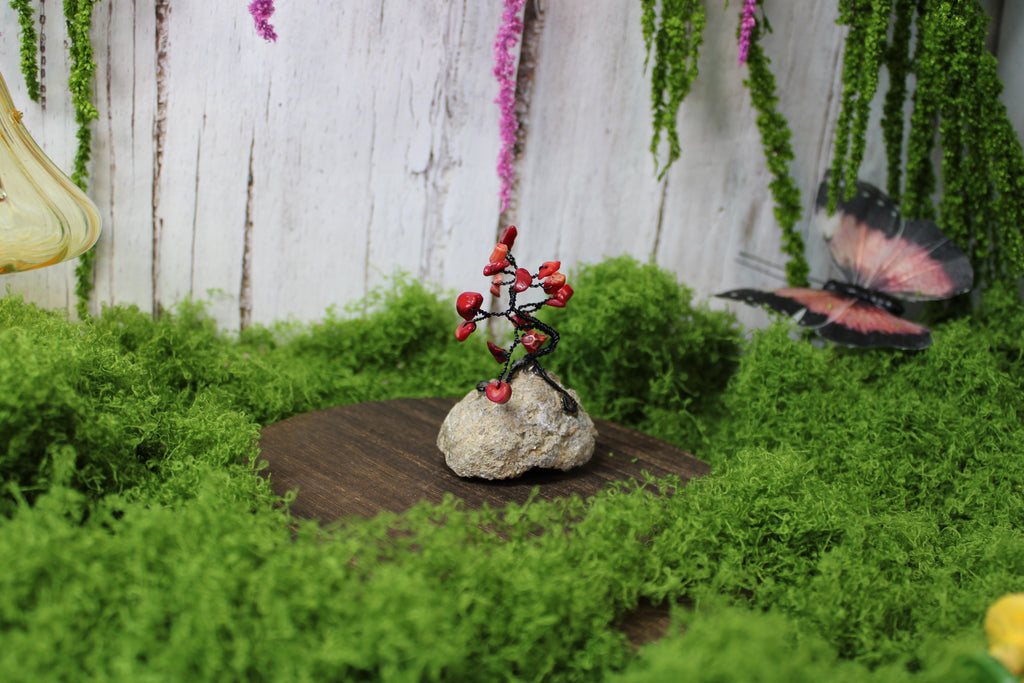 Emberroot – Red Coral Miniature Gemstone Tree