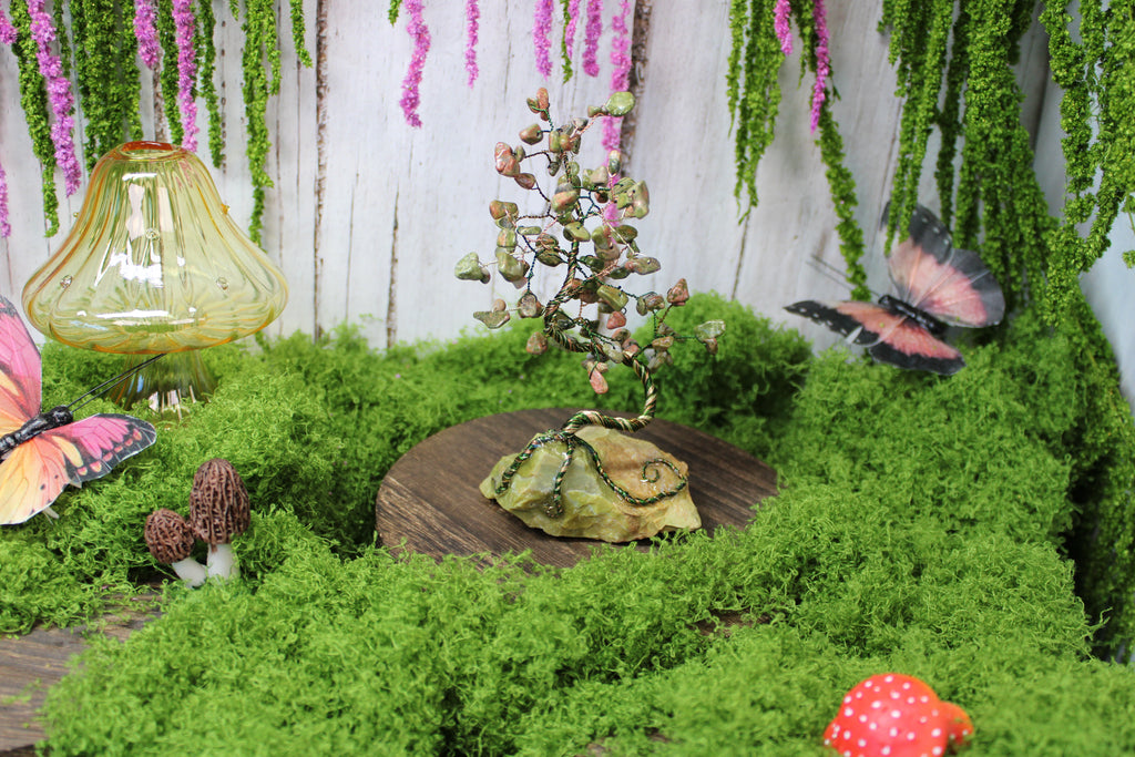 Forestheart Bonsai – Unakite Wire Tree on Pistachio Opal