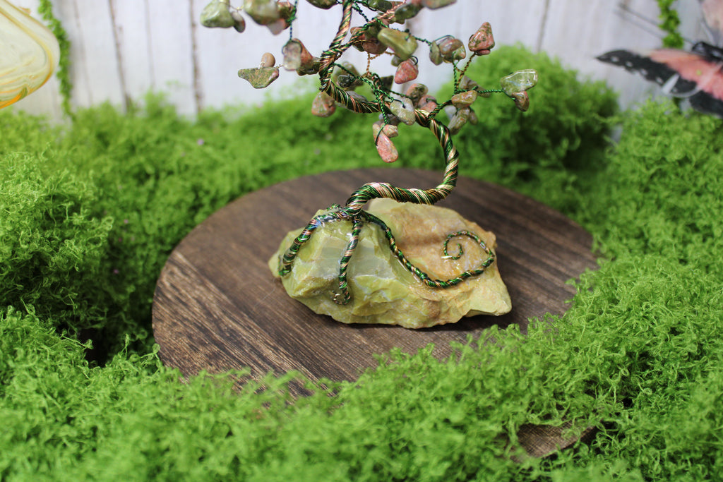 Forestheart Bonsai – Unakite Wire Tree on Pistachio Opal