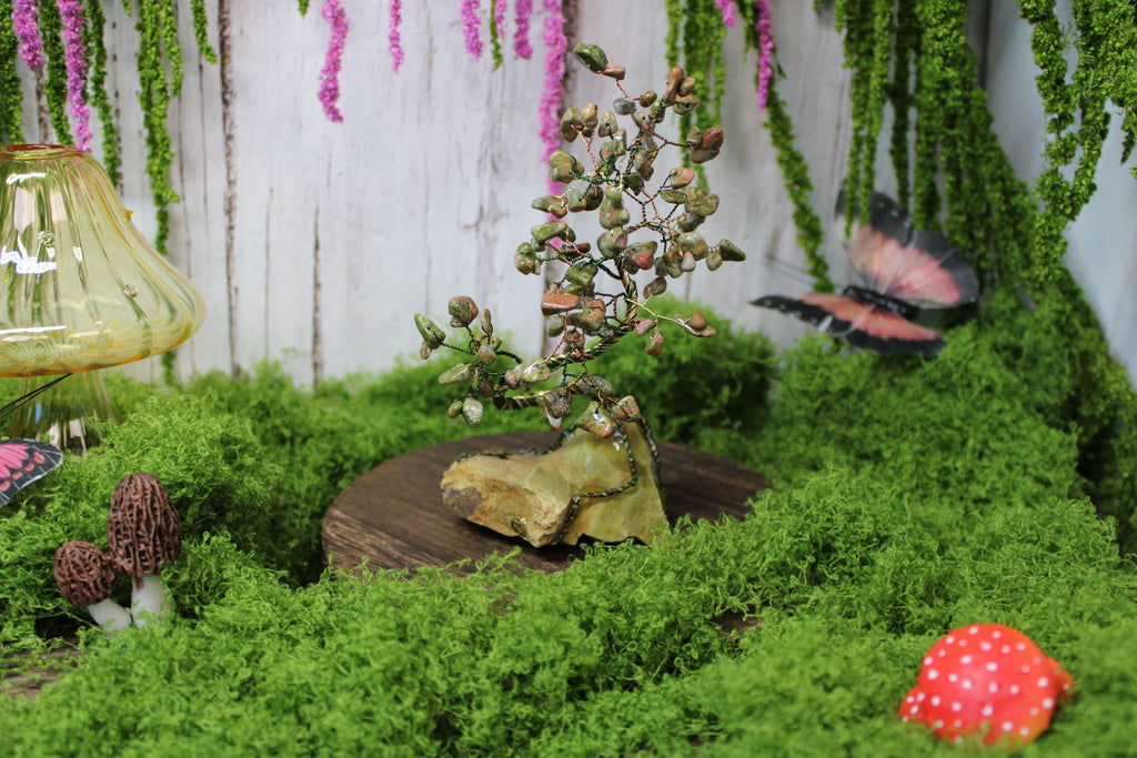 Forestheart Bonsai – Unakite Wire Tree on Pistachio Opal