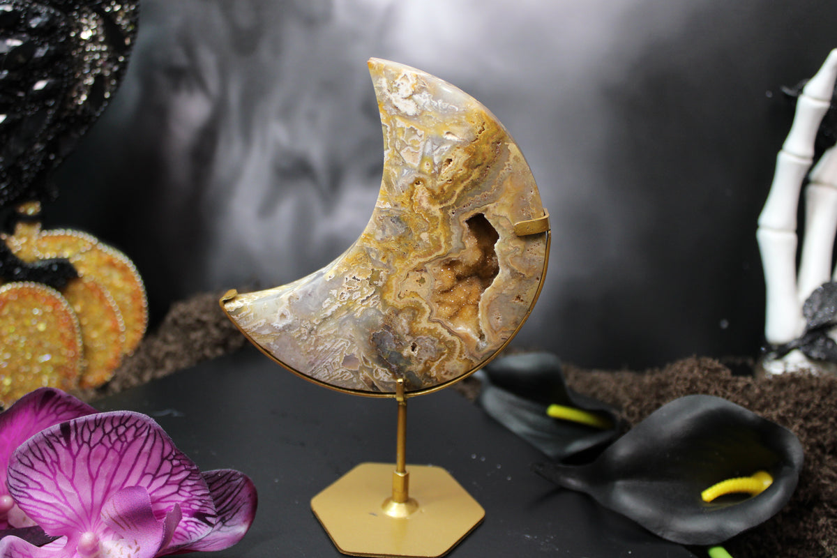 Yellow Crazy Lace Agate Moon – Choose Your Piece