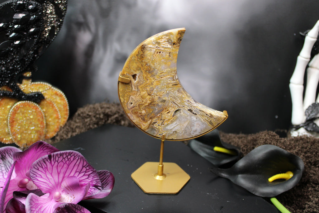 Yellow Crazy Lace Agate Moon – Choose Your Piece