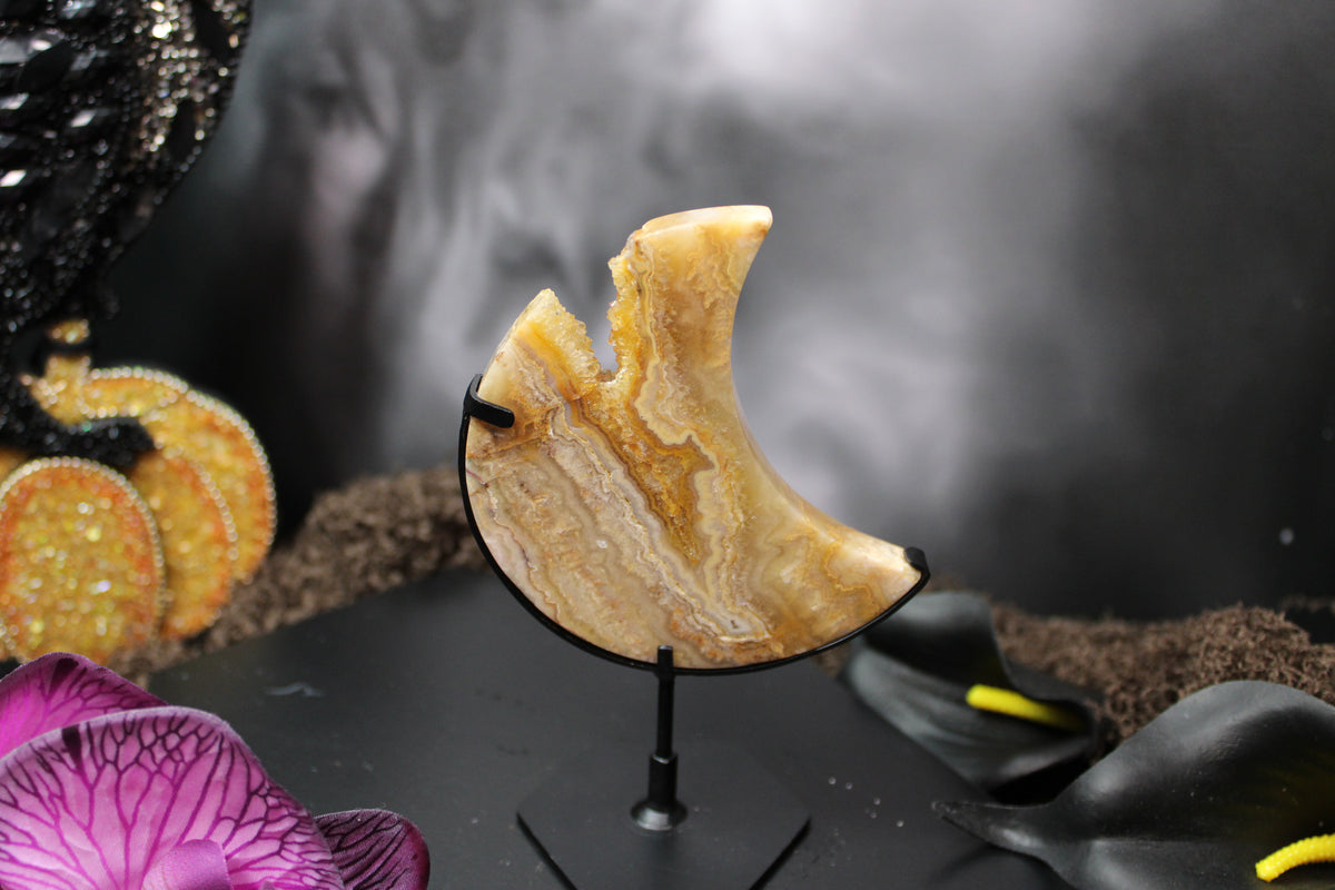 Yellow Crazy Lace Agate Moon – Choose Your Piece