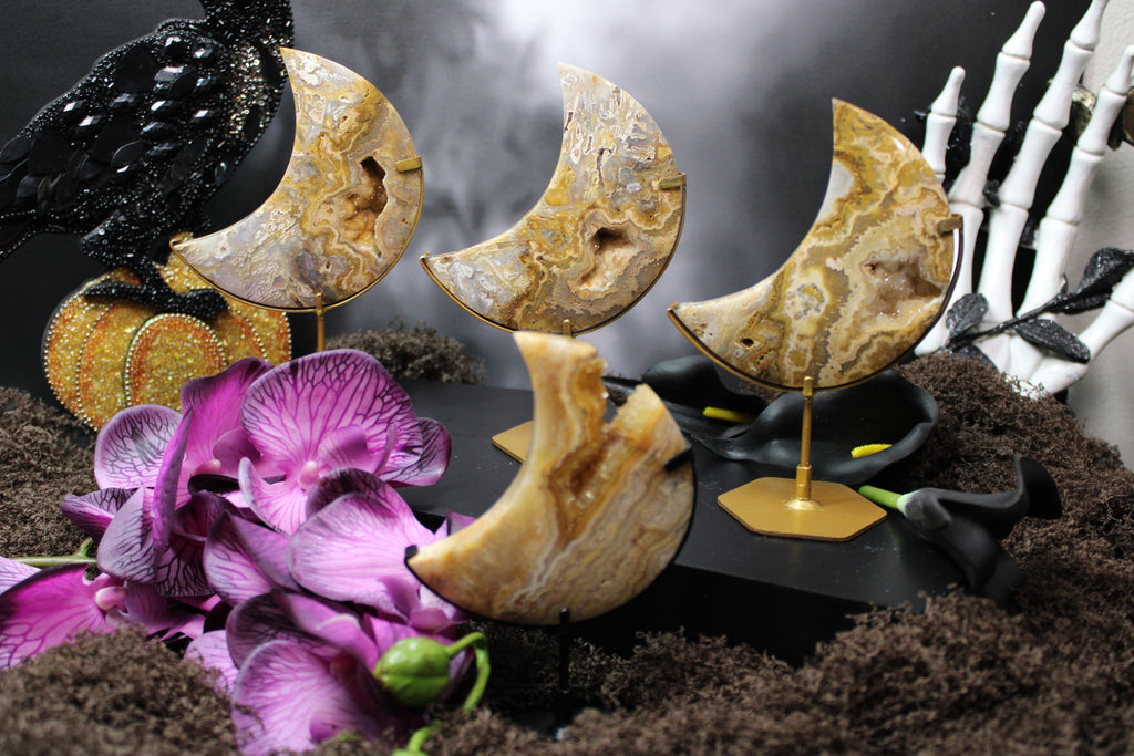 Yellow Crazy Lace Agate Moon – Choose Your Piece