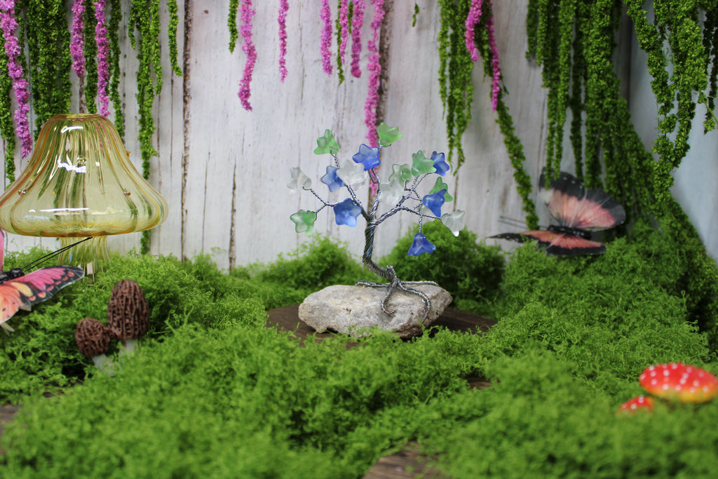 Moonbell Grove – Miniature Flower Tree on Natural Granite