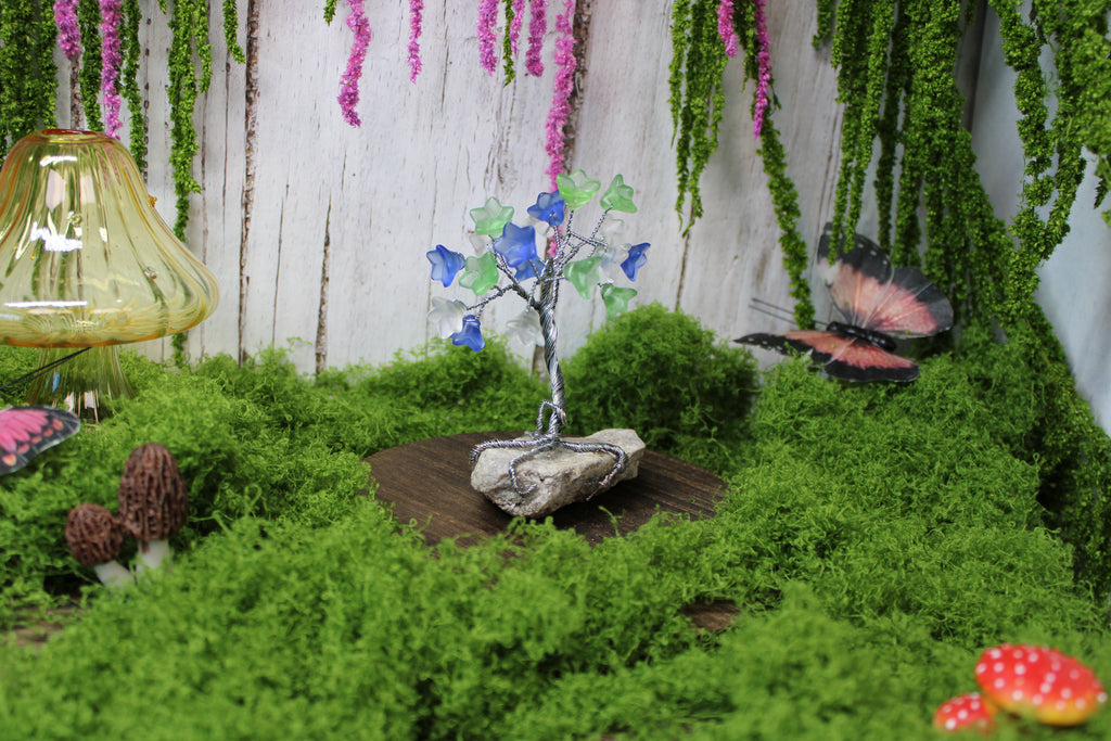 Moonbell Grove – Miniature Flower Tree on Natural Granite