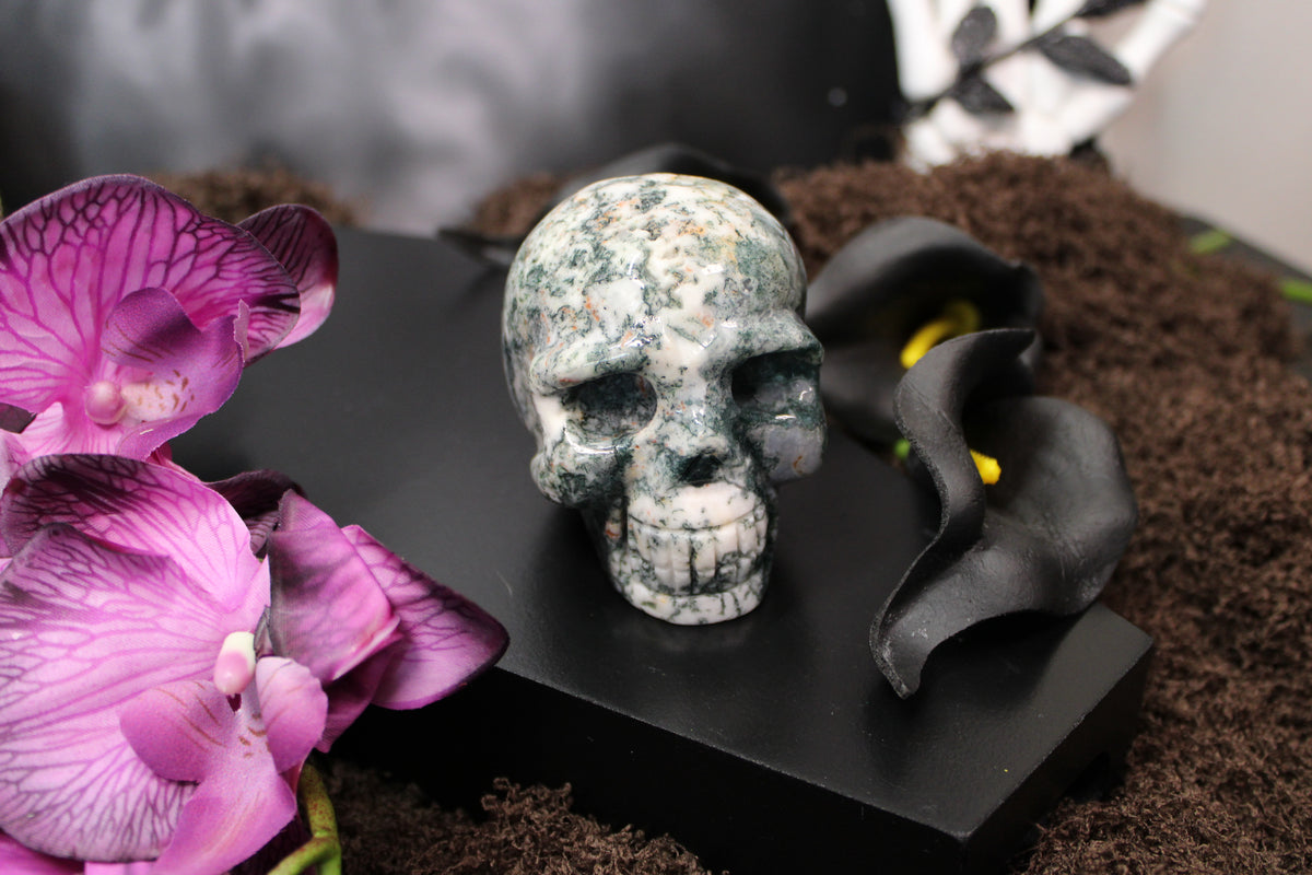 Moss Agate Skull – Choose Your Piece