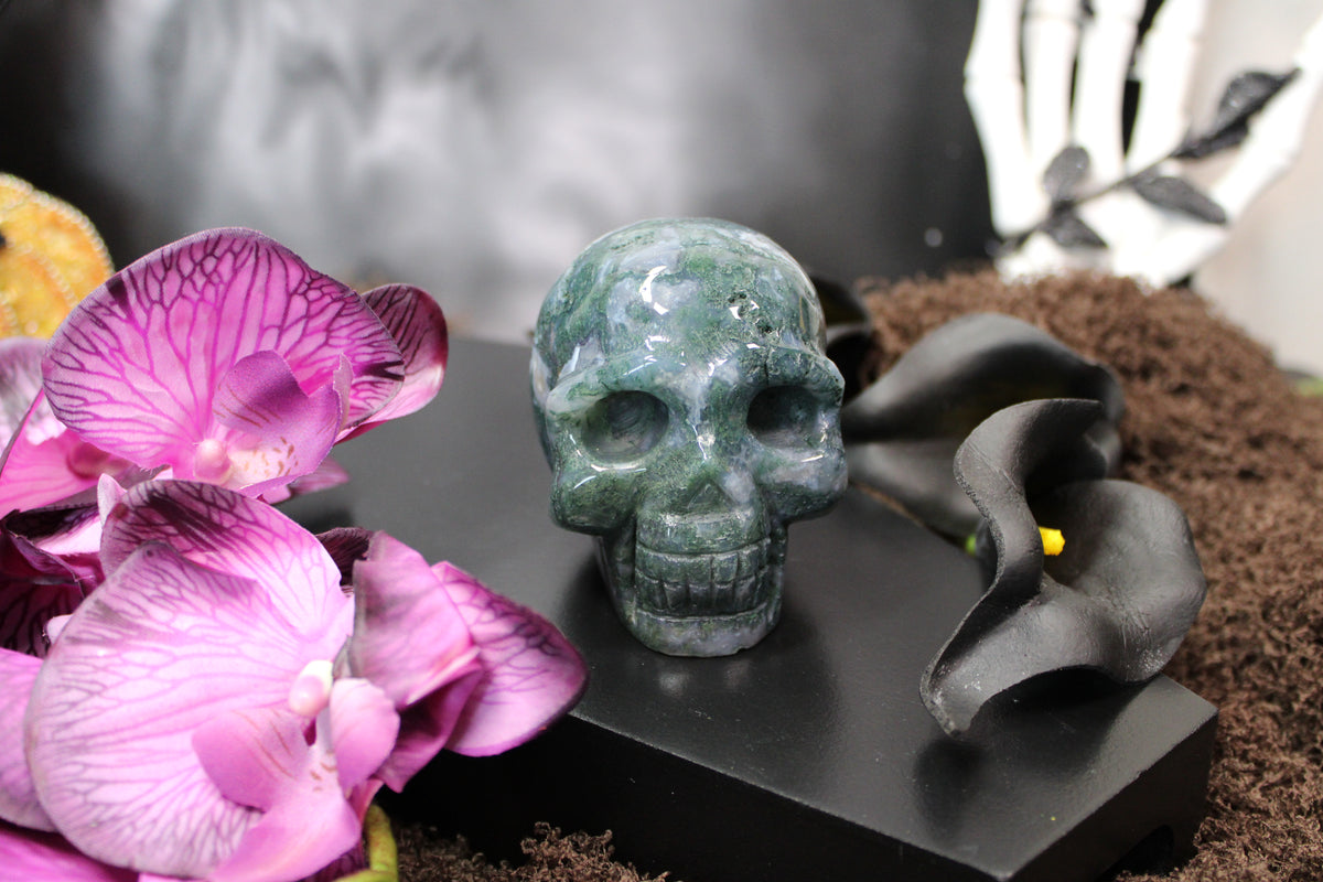 Moss Agate Skull – Choose Your Piece