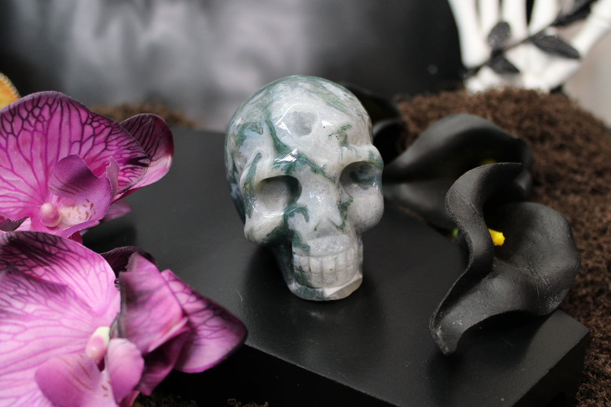 Moss Agate Skull – Choose Your Piece