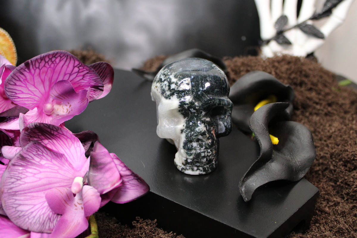 Moss Agate Skull – Choose Your Piece