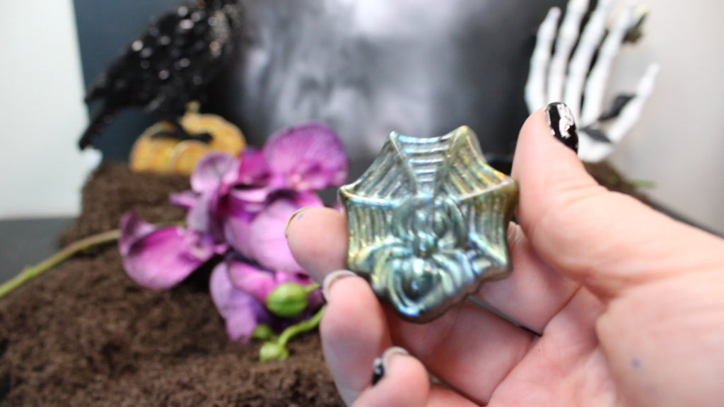 Labradorite & Fluorite Spiderweb – Enchanted Forest Selection