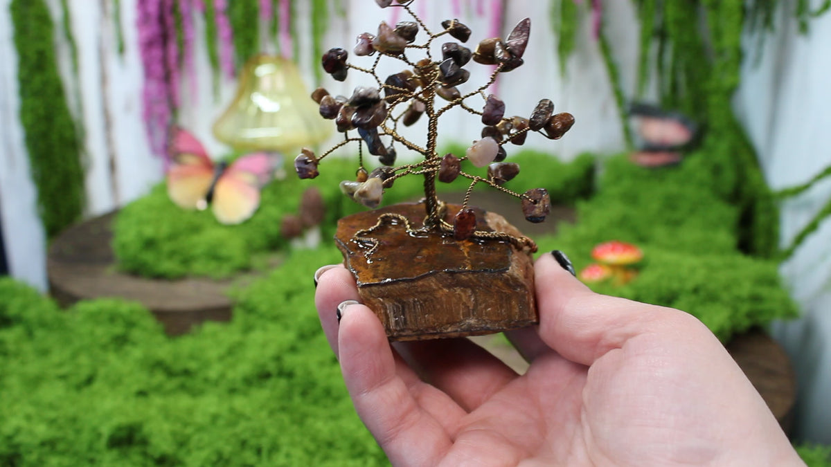 Stormwood Sentinel – Pietersite Gemstone Tree on Tiger’s Eye