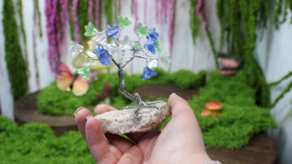 Moonbell Grove – Miniature Flower Tree on Natural Granite